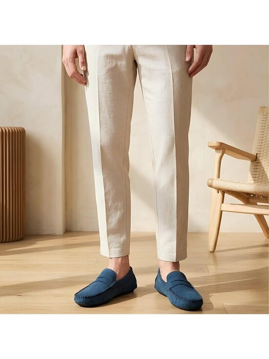 Men\'s Blue Suede Penny Loafers Slip-On Driving Moccasins Casual Flat Shoes main image 6